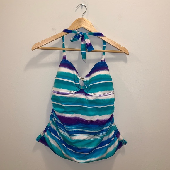 Apt 9 Nylon Green & Purple Swimsuit size 10 - Picture 3 of 13